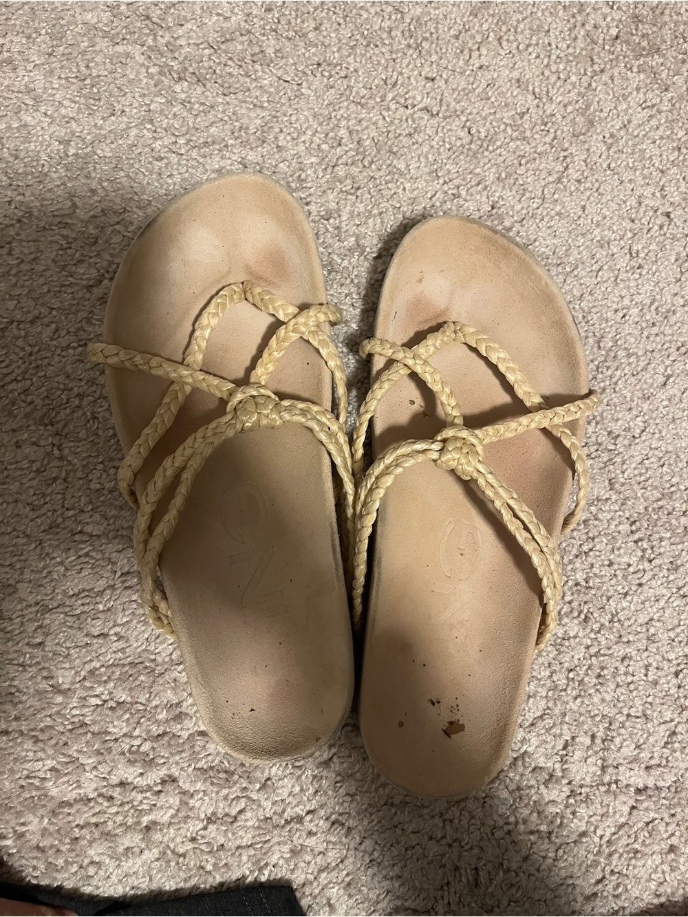 Braided Strap Sandals for Women in Beige